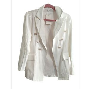 Elegant White Double-Breasted Women's Blazer